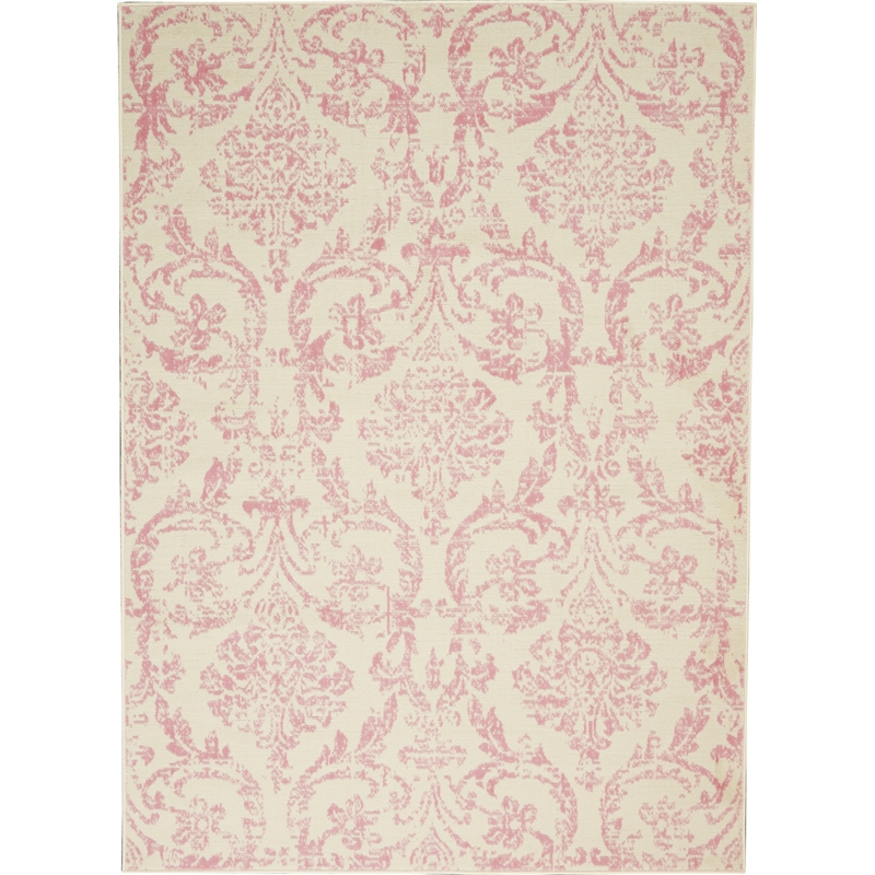 Nourison Jubilant 4' x 6' White and Pink Fabric Vintage Area Rug (4' x 6')