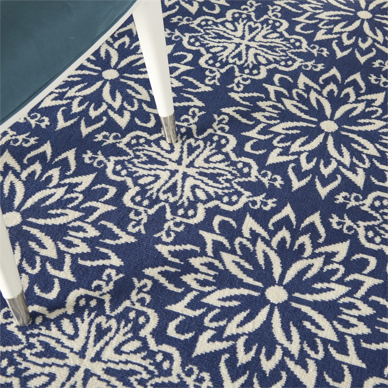 Nourison Jubilant 4' x 6' Navy/Ivory Farmhouse Indoor Rug Polypropylene