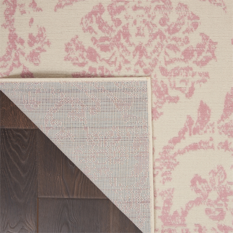 Nourison Jubilant 6' x 9' White and Pink Fabric Vintage Area Rug (6' x 9')