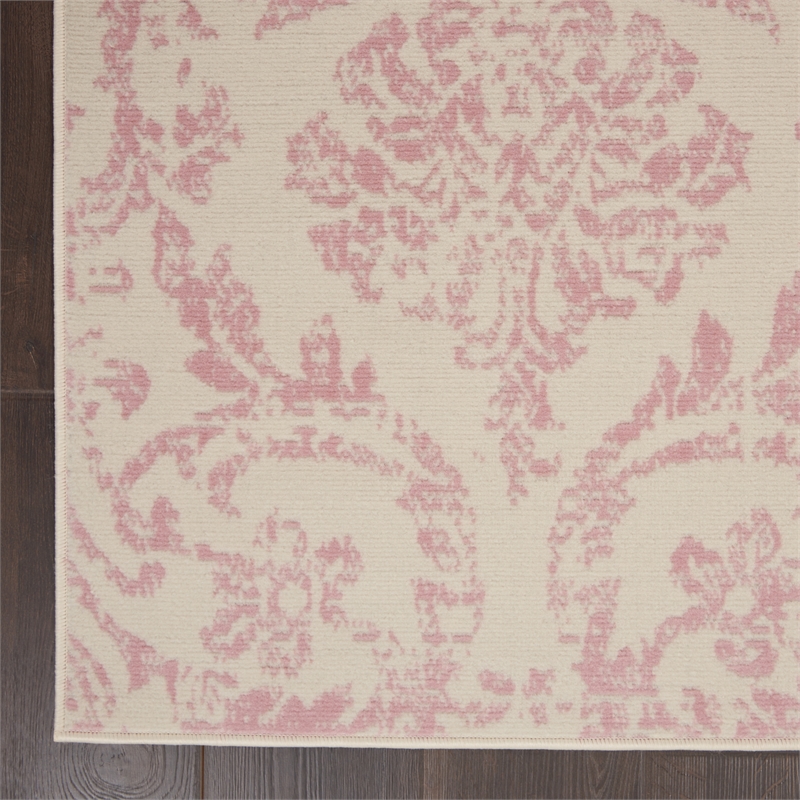 Nourison Jubilant 6' x 9' White and Pink Fabric Vintage Area Rug (6' x 9')