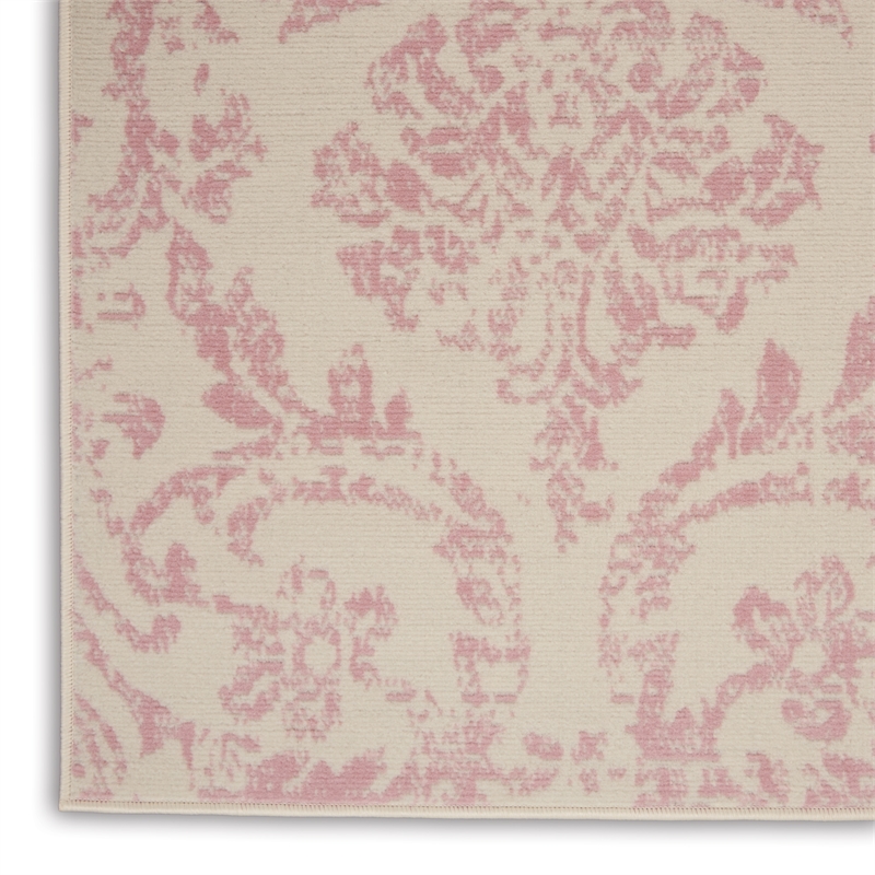 Nourison Jubilant 6' x 9' White and Pink Fabric Vintage Area Rug (6' x 9')