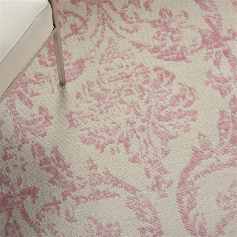 Nourison Jubilant 6' x 9' White and Pink Fabric Vintage Area Rug (6' x 9')
