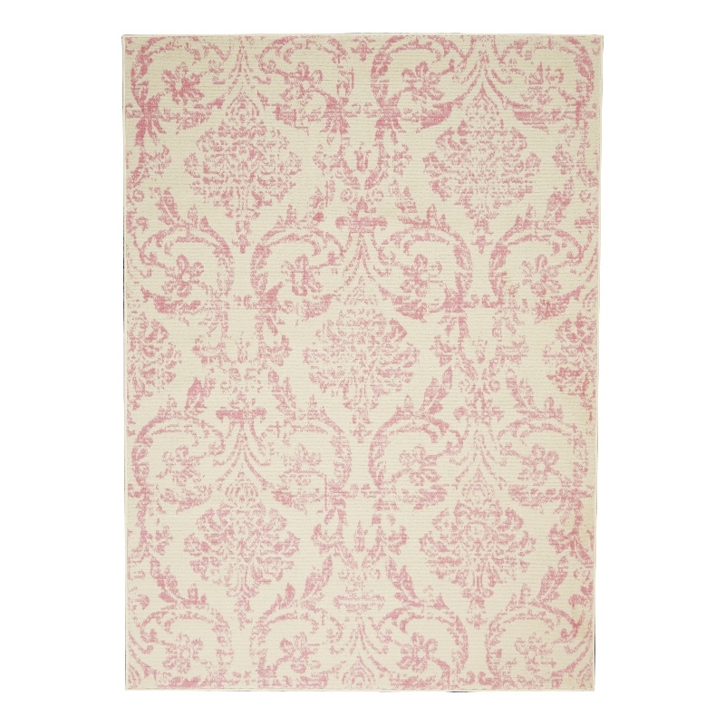 Nourison Jubilant 6' x 9' White and Pink Fabric Vintage Area Rug (6' x 9')