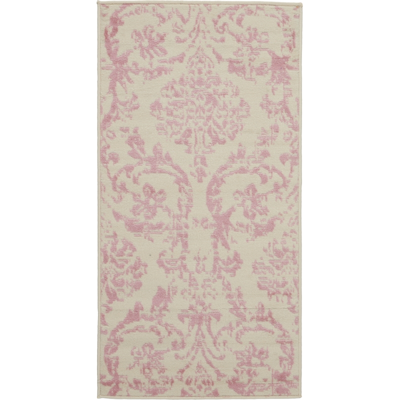 Nourison Jubilant 2' x 4' White and Pink Fabric Vintage Area Rug (2' x 4')