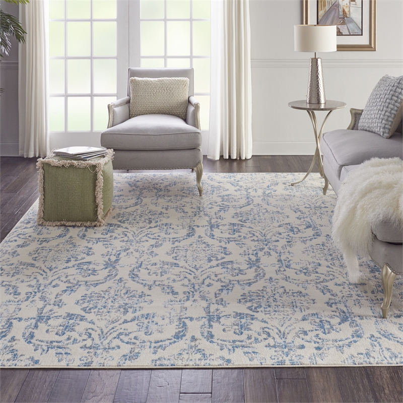 Nourison Jubilant 7' x 10' Ivory/Blue Vintage Indoor Rug Polypropylene