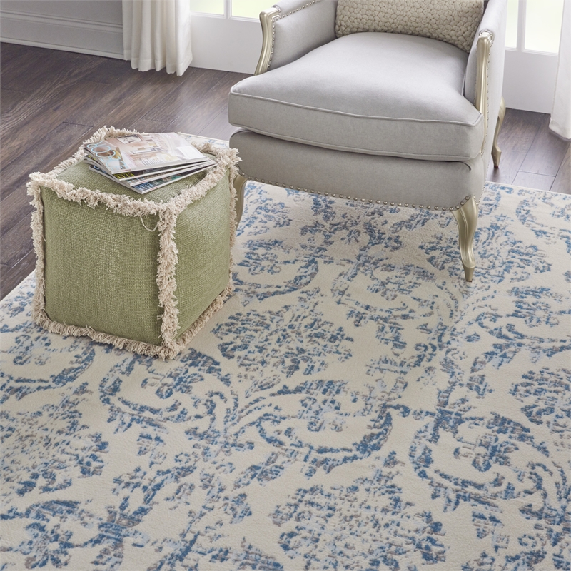 Nourison Jubilant 7' x 10' Ivory/Blue Vintage Indoor Rug Polypropylene