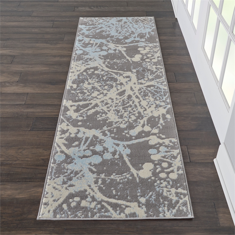 nourison jubilant 2'3&quot x 7'3&quot grey modern indoor rug