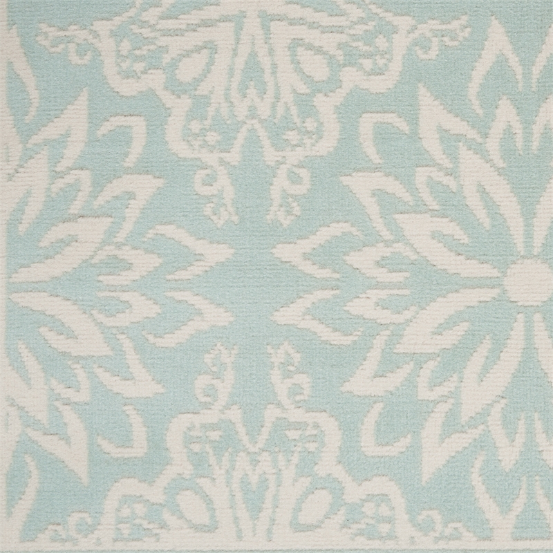 Nourison Jubilant 5' x 7' Aqua Fabric Farmhouse Area Rug (5' x 7')