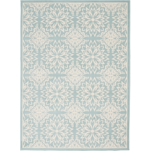 Nourison Jubilant 5' x 7' Aqua Fabric Farmhouse Area Rug (5' x 7')