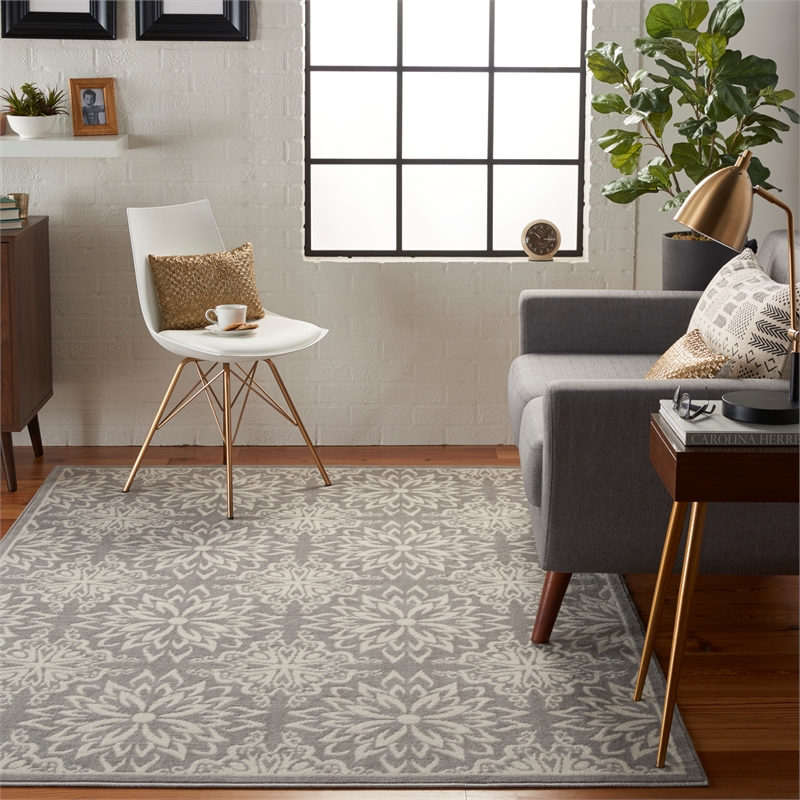 Nourison Jubilant 5' x 7' Gray Fabric Farmhouse Area Rug (5' x 7')