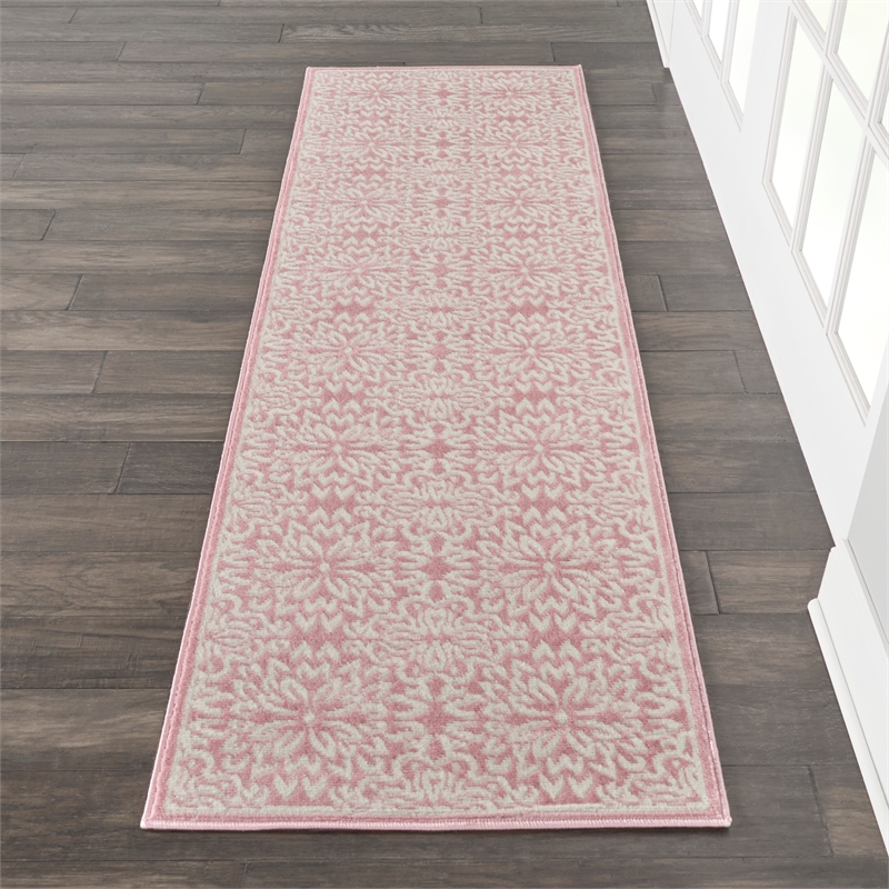 Nourison Jubilant 7' Runner Pink Fabric Farmhouse Area Rug (7' Runner)