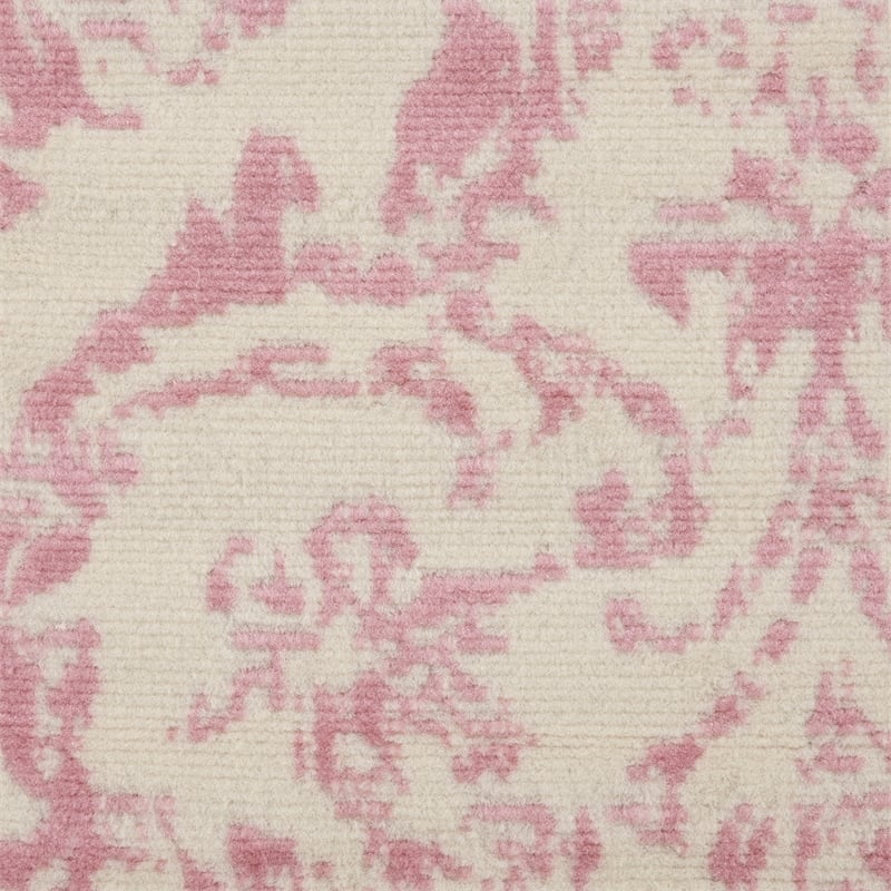 Nourison Jubilant 7' Runner White and Pink Fabric Vintage Area Rug (7' Runner)