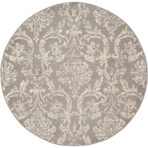Nourison Jubilant 5' x Round Gray Fabric Vintage Area Rug (5' Round)