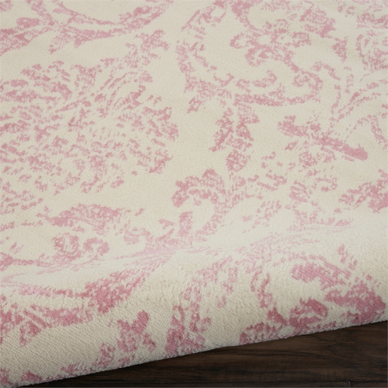 Nourison Jubilant 8' x 10' Ivory and Pink Fabric Vintage Area Rug (8' x 10')