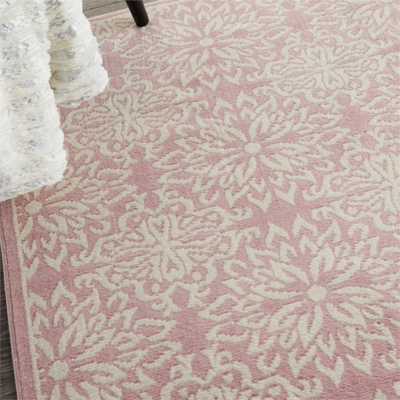 Nourison Jubilant 3' x 5' Ivory/Pink Farmhouse Indoor Rug Polypropylene