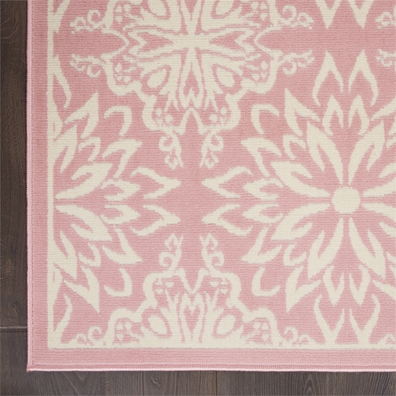 Nourison Jubilant 3' x 5' Ivory/Pink Farmhouse Indoor Rug Polypropylene