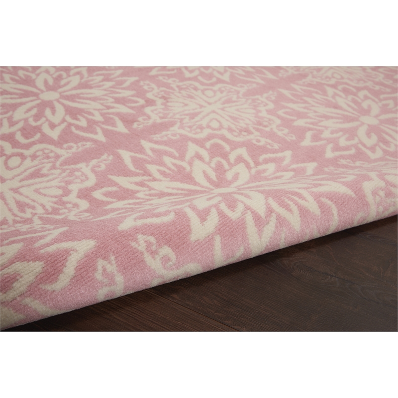Nourison Jubilant 3' x 5' Ivory/Pink Farmhouse Indoor Rug Polypropylene