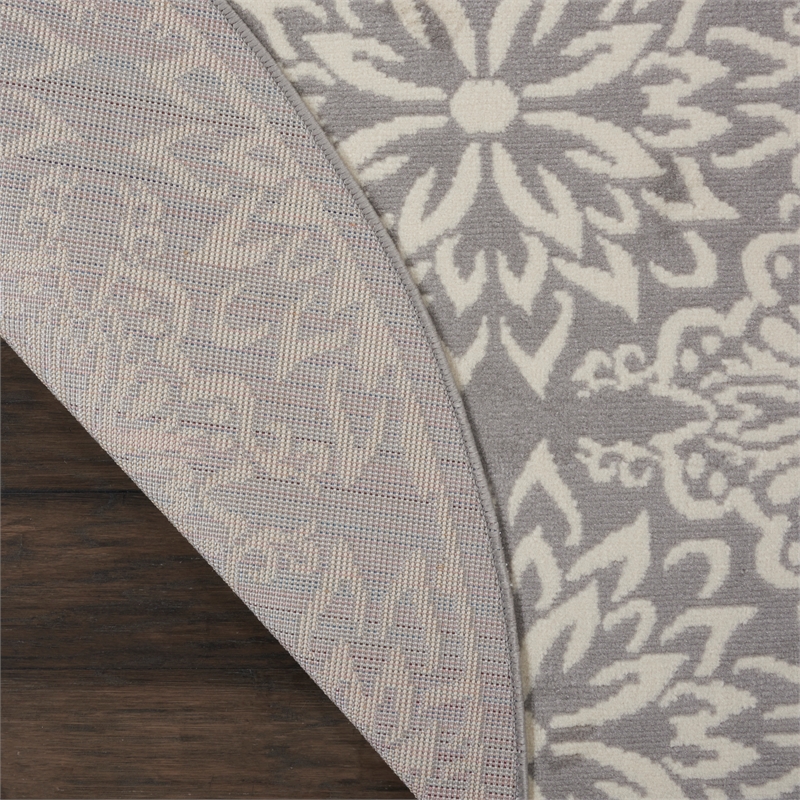 Nourison Jubilant 5' x Round Gray Fabric Farmhouse Area Rug (5' Round)