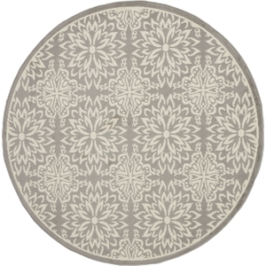 Nourison Jubilant 5' x Round Gray Fabric Farmhouse Area Rug (5' Round)