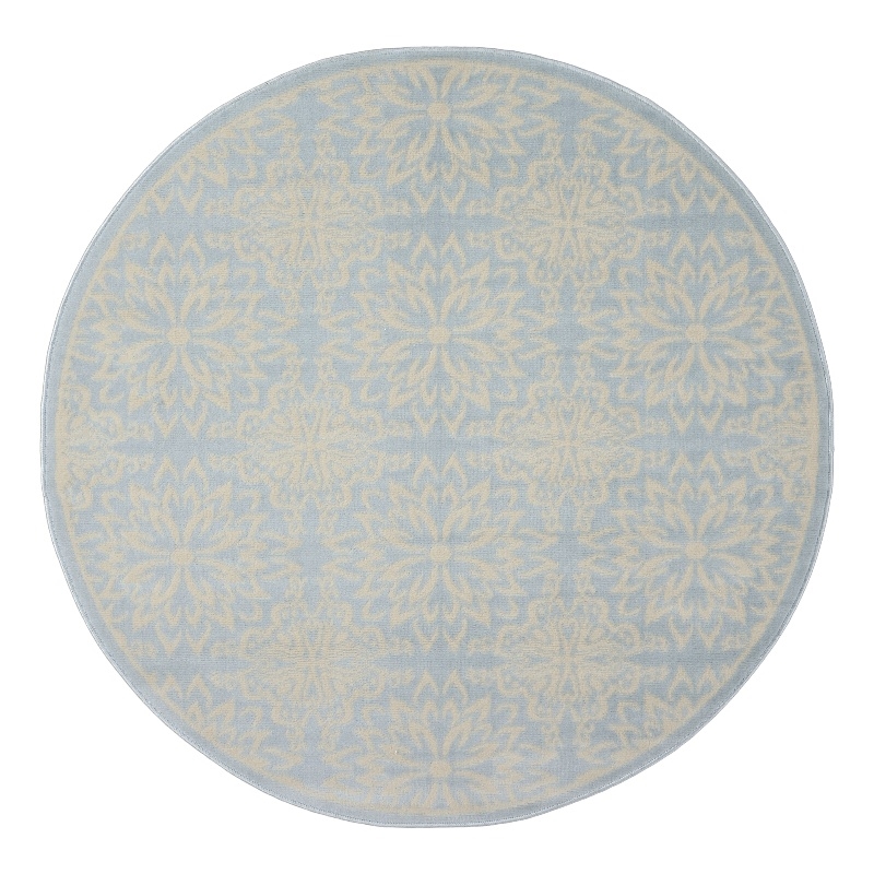 Nourison Jubilant 5' x Round Light Blue Fabric Farmhouse Area Rug (5' Round)