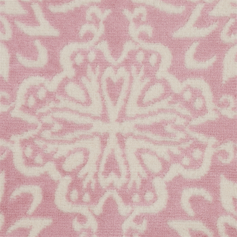Nourison Jubilant 5' x Round Pink Fabric Farmhouse Area Rug (5' Round)