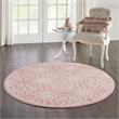 Nourison Jubilant 5' x Round Pink Fabric Farmhouse Area Rug (5' Round)