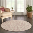 Nourison Jubilant 5' x Round White and Pink Fabric Vintage Area Rug (5' Round)