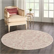 Nourison Jubilant 5' x Round White and Pink Fabric Vintage Area Rug (5' Round)