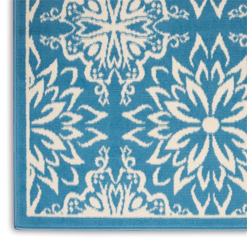 Nourison Jubilant 6' x 9' Ivory/Blue Farmhouse Indoor Rug Polypropylene