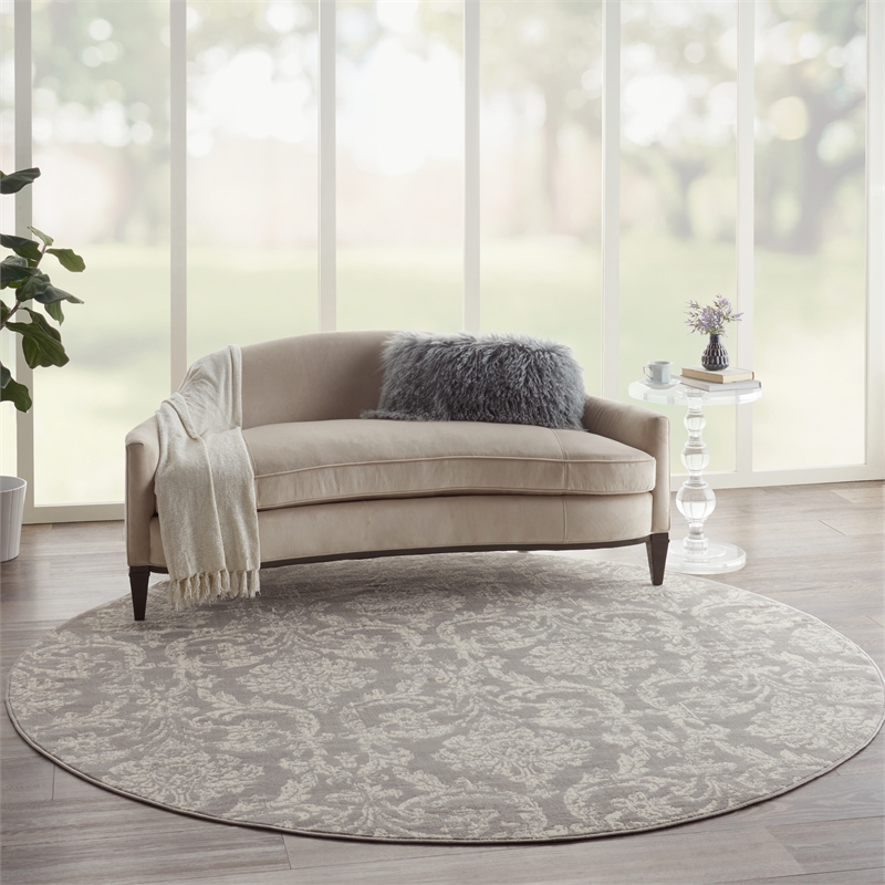 Nourison Jubilant 8' x round Gray Vintage Indoor Rug Polypropylene