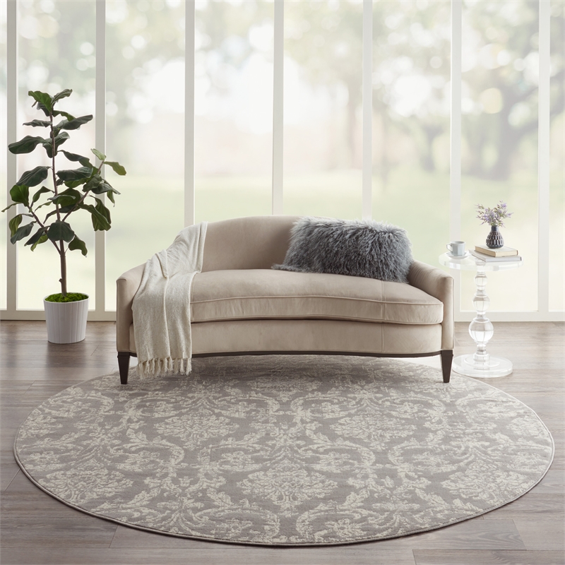 Nourison Jubilant 8' x round Gray Vintage Indoor Rug Polypropylene