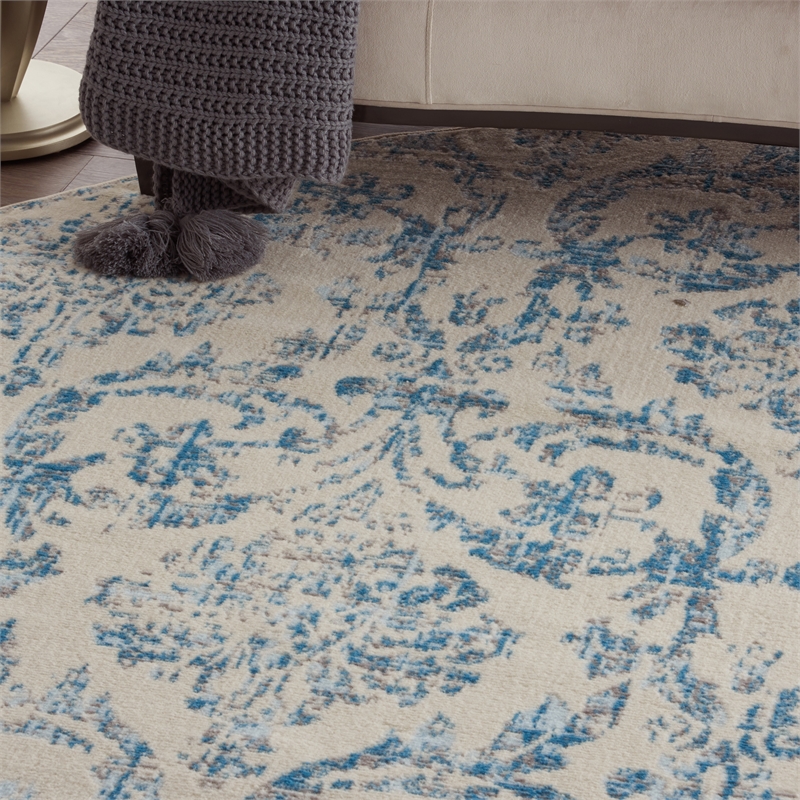 Nourison Jubilant 8' x round Ivory/Blue Vintage Indoor Rug Polypropylene