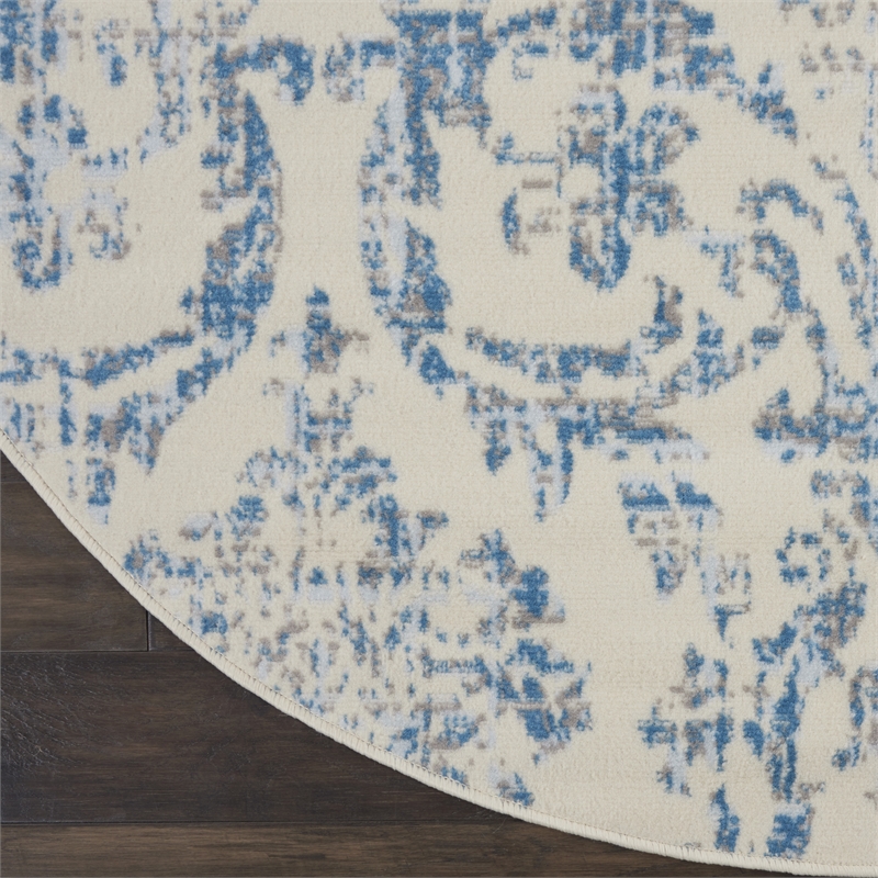 Nourison Jubilant 8' x round Ivory/Blue Vintage Indoor Rug Polypropylene