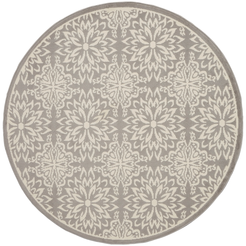 Nourison Jubilant 8' x Round Gray Fabric Farmhouse Area Rug (8' Round)