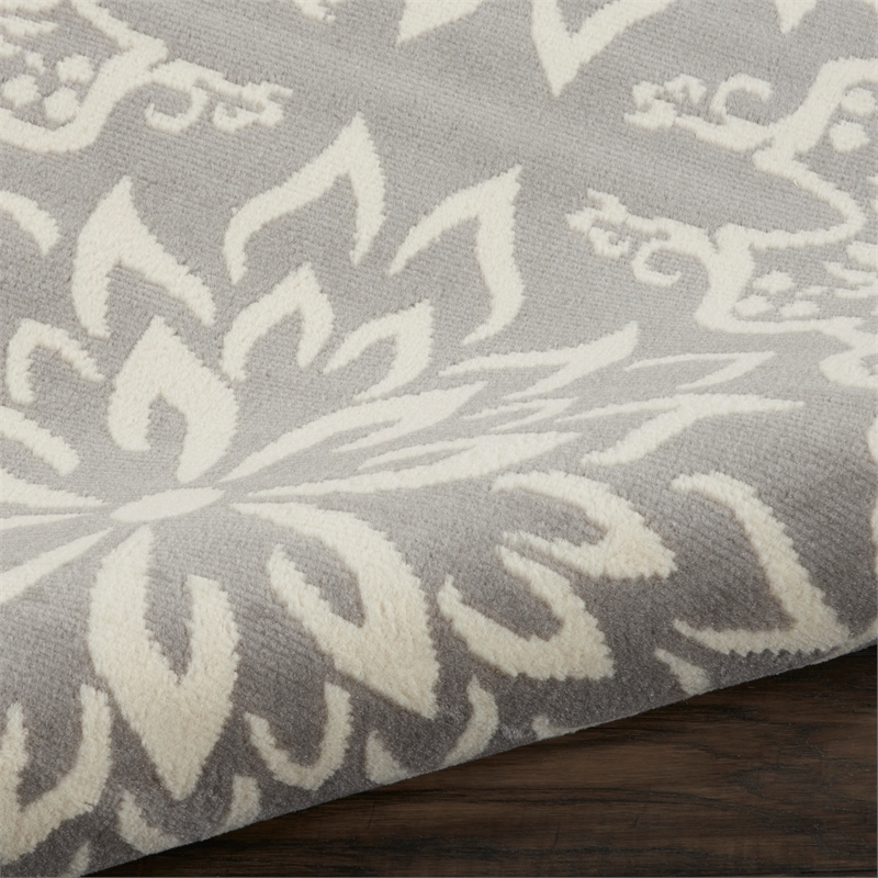 Nourison Jubilant 8' x Round Gray Fabric Farmhouse Area Rug (8' Round)