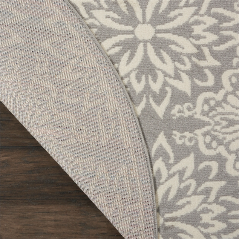 Nourison Jubilant 8' x Round Gray Fabric Farmhouse Area Rug (8' Round)