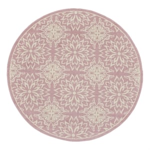 Nourison Jubilant 8' x round Ivory/Pink Farmhouse Indoor Rug Polypropylene