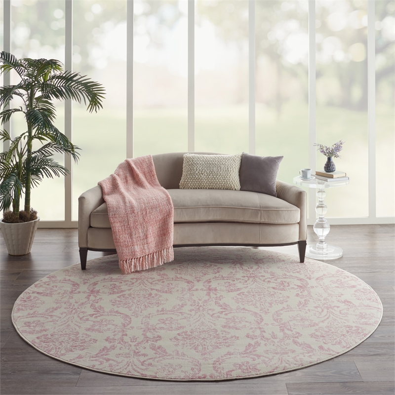 Nourison Jubilant 8' x round Ivory/Pink Vintage Indoor Rug Polypropylene