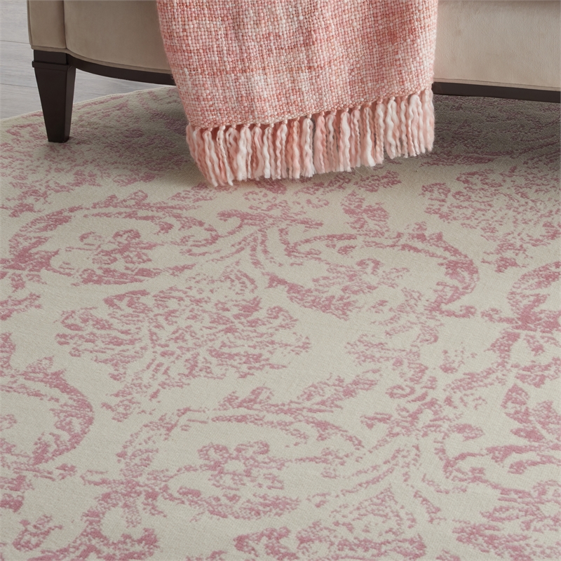 Nourison Jubilant 8' x round Ivory/Pink Vintage Indoor Rug Polypropylene