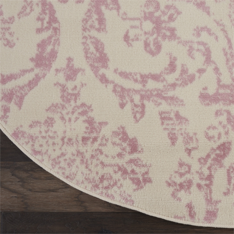 Nourison Jubilant 8' x round Ivory/Pink Vintage Indoor Rug Polypropylene