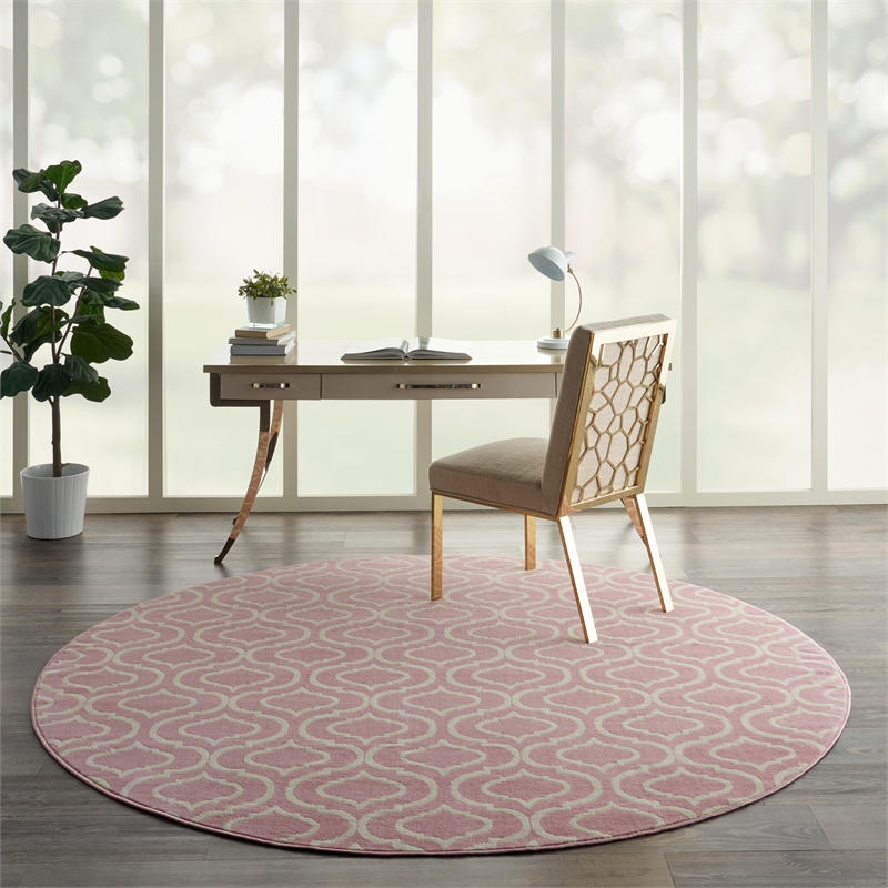 Nourison Jubilant 8' x round Pink Contemporary Indoor Rug Polypropylene