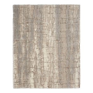 Nourison Luxurious Shag 6'7&quot x 9'2&quot Ivory Beige Modern & Contemporary Indoor Rug