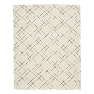 Nourison Luxurious Shag 7'10&quot x 9'10&quot Ivory Modern & Contemporary Indoor Rug