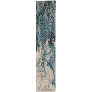 Nourison Maxell 2'2&quot x 10' Ivory/Teal Modern Indoor Rug