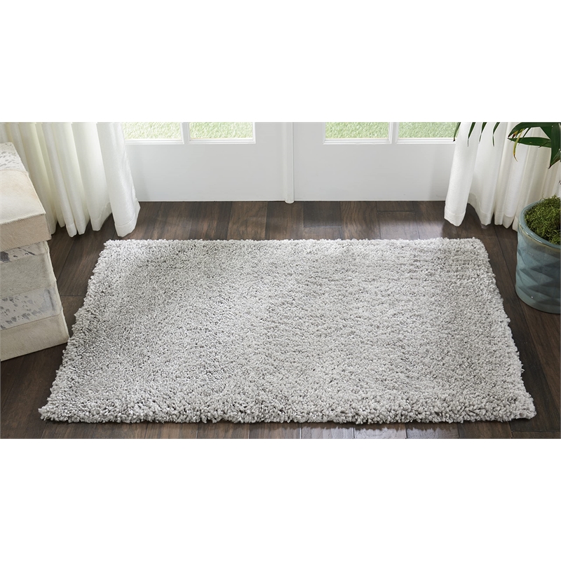 Nourison Malibu Shag 3' x 5' Silver Grey Shag Indoor Rug