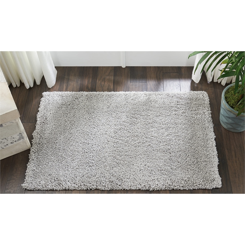 Nourison Malibu Shag 3' x 5' Silver Grey Shag Indoor Rug