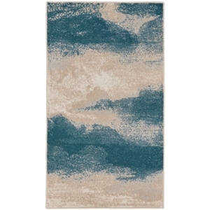 Nourison Maxell 2'2&quot x 3'9&quot Ivory/Teal Modern Indoor Rug