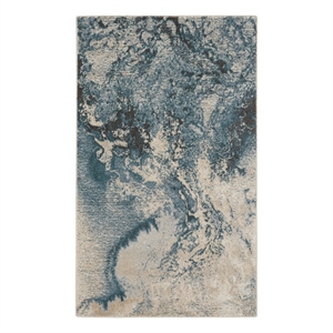 Nourison Maxell 3' x 5' Ivory/Teal Modern Indoor Rug Polyester