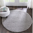 Nourison Malibu Shag 4' x ROUND Silver Grey Shag Indoor Rug