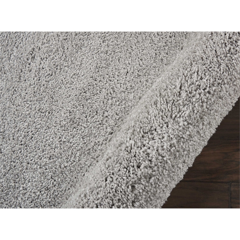Nourison Malibu Shag 4' x ROUND Silver Grey Shag Indoor Rug